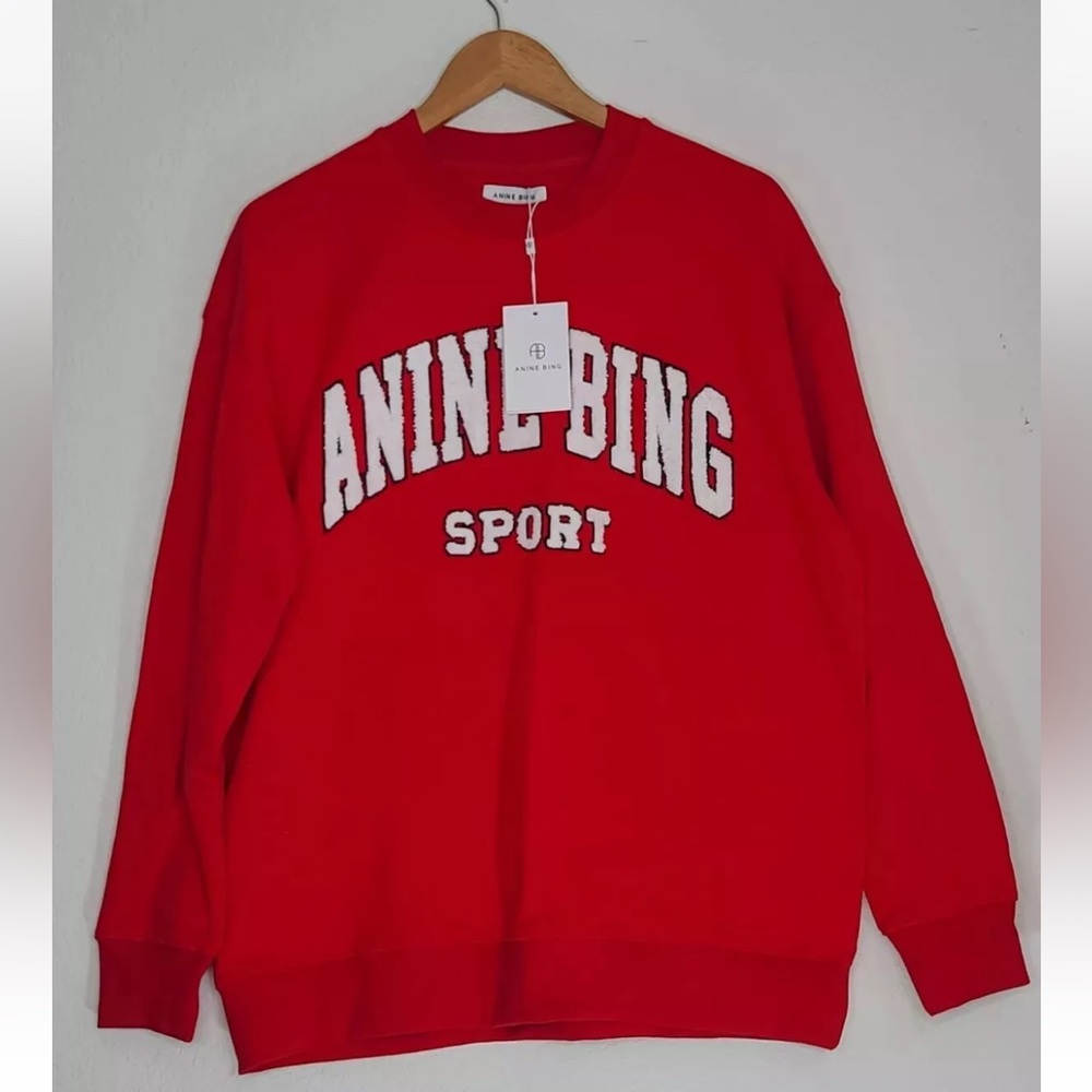 Anine Bing Red Crew Neck Sweater
